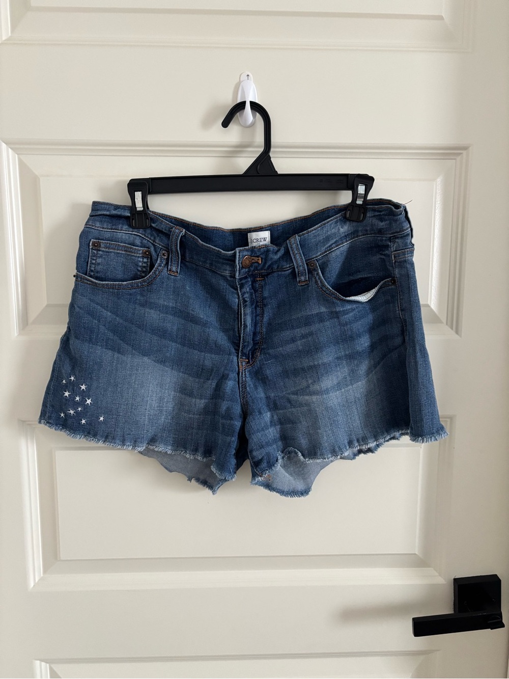 J. Crew Distressed Blue Denim Cutoff Shorts with Star Stud Detail